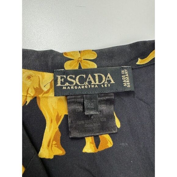 VTG Escada Set Blouse Wrap Skirt Silk Animals Lucky Sz 40/42 Rare Lucky - Picture 4 of 13